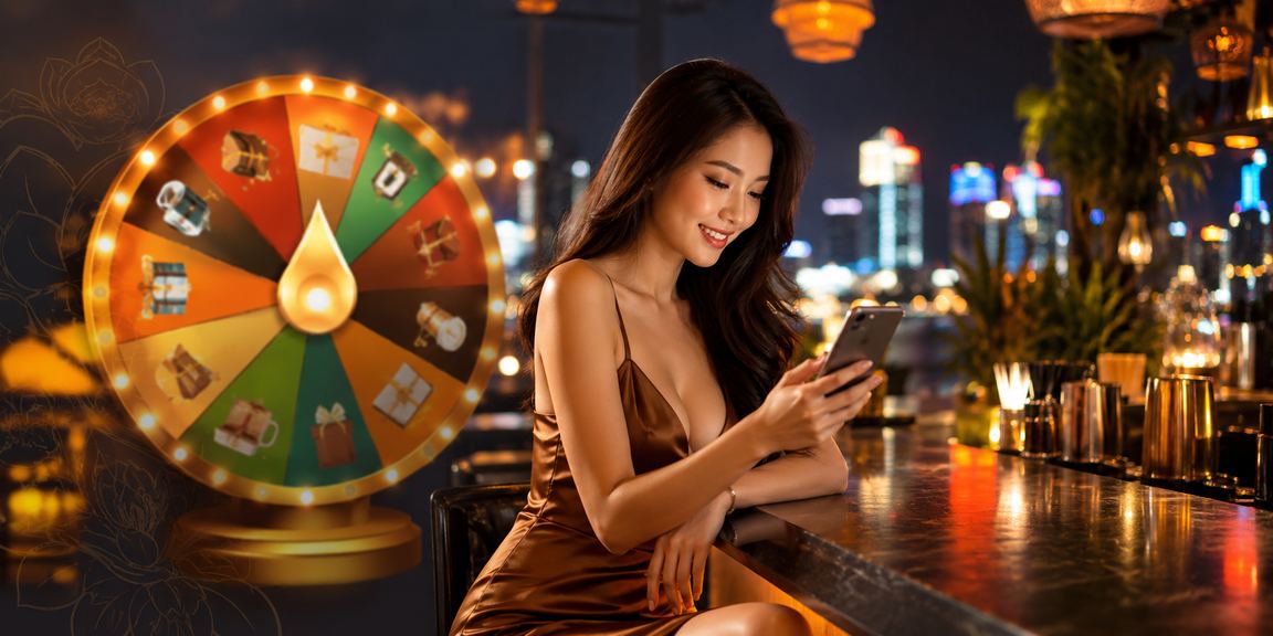 Người dùng tại Buôn Ma Thuột ngồi uống cà phê và tham gia vòng quay may mắn trực tuyến trên điện thoại